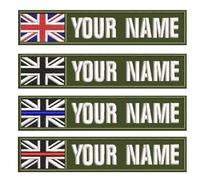Custom Tactical Military Name Patches,2PCS Personalized British Flag Fastener Hook & Loop Name Patches for Multiple Clothing Bags Vest Jackets Work Shirts- Army Green tag