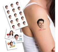Custom Tattoos Temporary, Personalised Tattoos with Photo Face Name Logo for Adults Wedding Birthday Valentine Graduation Party Fun Face Temporary Tattoo (Pattern 3)