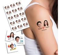 Custom Tattoos Temporary, Personalised Tattoos with Photo Face Name Logo for Adults Wedding Birthday Valentine Graduation Party Fun Face Temporary Tattoo (Pattern 4)