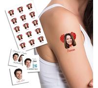 Custom Tattoos Temporary, Personalised Tattoos with Photo Face Name Logo for Adults Wedding Birthday Valentine Graduation Party Fun Face Temporary Tattoo (Pattern 1)