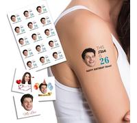 Custom Tattoos Temporary, Personalised Tattoos with Photo Face Name Logo for Adults Wedding Birthday Valentine Graduation Party Fun Face Temporary Tattoo (Pattern 6)