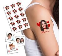 Custom Tattoos Temporary, Personalised Tattoos with Photo Face Name Logo for Adults Wedding Birthday Valentine Graduation Party Fun Face Temporary Tattoo (Pattern 11)