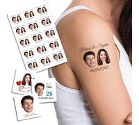 Custom Tattoos Temporary, Personalised Tattoos with Photo Face Name Logo for Adults Wedding Birthday Valentine Graduation Party Fun Face Temporary Tattoo (Pattern 5)