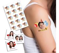 Custom Tattoos Temporary, Personalised Tattoos with Photo Face Name Logo for Adults Wedding Birthday Valentine Graduation Party Fun Face Temporary Tattoo (Pattern 7)