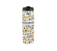 Custom Taxi Driver Travel Mug - Personalised Transport Driver Gift - Reusable Stainless Steel Vacuum-Sealed Double-Walled Travel Flask 500ml (16 fl oz)
