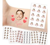Custom Temporary Tattoos Personalised Tattoos with Photo Face Name Logo Customised for Adults Kids Women Men Gift Wedding Birthday Xmas Bachelorette Party Graduation Decor Heart