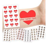 Custom Temporary Tattoos Personalised Tattoos with Photo Face Name Logo Customised for Adults Kids Women Men Gift Wedding Birthday Xmas Bachelorette Party Graduation Decor Heart Text