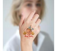 Custom Temporary Tattoos, Personalised Tattoos with Photo/Face/Name/Logo, Customised Fun Face Tattoo, Waterproof Tattoo Stickers for Wedding, Birthday, Xmas, Bachelor Party, Graduation (Style 10)