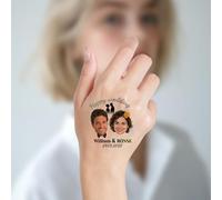 Custom Temporary Tattoos, Personalised Tattoos with Photo/Face/Name/Logo, Customised Fun Face Tattoo, Waterproof Tattoo Stickers for Wedding, Birthday, Xmas, Bachelor Party, Graduation (Style 12)
