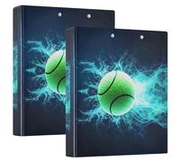 Custom Tennis Ball Fire Photo Black 1.5 Inch Binders 3 Ring Hold 200 Sheets Notebook Folders Print Round Ring Office Binder, 12.4x10.63x2.36inch, 1 Pack