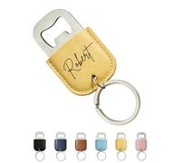Custom Text Bottle Opener Keychain, Personalized Bottle Opener, Wedding Thank You Gifts, Souvenirs for Guests, Birthday Christmas Valentines Day Gifts (B,Yellow)