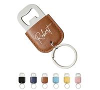 Custom Text Bottle Opener Keychain, Personalized Bottle Opener, Wedding Thank You Gifts, Souvenirs for Guests, Birthday Christmas Valentines Day Gifts (B,Brown)