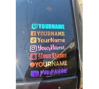 Custom Text Car Sticker - Personalised Social Media Vinyl Decal for Vans, Shops, Windows - Custom Lettering Vehicle Stickers