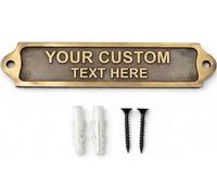 Custom Text Door Plaque Sign | Personalised Vintage Antique Finish Metal Nameplate with Engraved Text | Wall & Door Sign with Pre-Drilled Holes and Screws | Home Office Shop Gift Idea | 21.5 x 4.5 cm