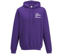 Custom Text Embroidered Hooded Sweatshirt - Unisex Personalised Soft Pullover Hoodie for Him and Her - Premium Text Embroidery on Left Chest Breast (M,Purple)