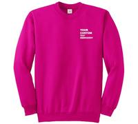 Custom Text Embroidered Sweatshirt - Unisex Personalised Soft Pullover for Him and Her - Premium Text Embroidery on Left Chest Breast (L,Hot Pink)