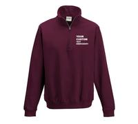 Custom Text Embroidered ¼ Zip Sweatshirt - Unisex Personalised Soft Pullover Zipper Sweater for Him and Her - Premium Text Embroidery on Left Chest Breast (M,Burgundy)