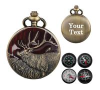 Custom Text Engraved Elk Compass Pocket Watch for Outdoor Camping Hiking Hunting Unique Gift for Nature Enthusiasts Explorers
