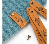 Custom Text Logo Leather Labels for Rivets, Personalized Handmade Tags for Crafts Knitting Clothes, Customize Sewing Tags Engraved with Folding Clothes Hats DIY Accessories(S1)