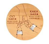 Custom Text Newborn Announcement Hospital Bracelet Sign,Wooden Engraved Baby Birth Personalized Name Diy Hello World Board,Welcome Shower Decor,Keepsake For New Parents(Twins)