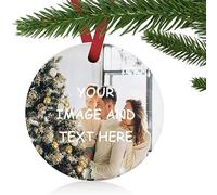 Custom Text Photo Charm Personalized Ceramic Pendant,Personalized pet Photo Christmas Ornament,Personalized Christmas Ornaments (Circle,1 Pcs)