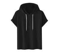 Custom Text Printed on Personalised Pullover Hoodie Mens Hoodie Summer Short Sleeve Top Sale Clearance Casual Cotton Comfy Running Tops Hoodie Men Gym Shirts Gym Hooded Tops Black
