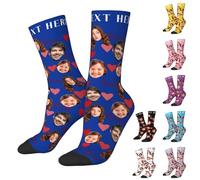 Custom Text Socks, Personalised Sock With Words Name Image Photo Face, Wedding Roles, Humorous Messages, Funny Valentine's Birthday Gift (UK, Alpha, One Size, Regular, Regular, Multi Face Style)