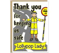 Custom Thank You for Keeping Me Safe Lollypop Lady Man Cards - 4 Cartoon Designs Personalised Name On Banner School Crossing Patrol End of Year Appreciation Thankyou Gift For Him Her, Lady - 'Us'