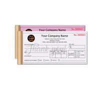 Custom Thank You Receipt Book with Logo, Personalized Company/Business Name Receipt Pad Order Forms Pad, 2-Part Receipt Book with Carbon Copies for Small Boutique Business, 50 White/Red Sets