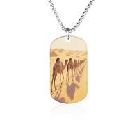 Custom The Camel Moving Forward Dog Tag Necklace 23.6" Chain Personalized Photo Pendant for Men Women Stainless Steel Memorial Picture Couple Necklace Jewelry Keepsake Bereavement Sympathy Gifts