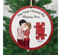 Custom The Year I Found My Missing Piece Couples Ornament for Christmas Tree,Personalized 2-Layered Wooden Couple Puzzle Christmas Ornament Anniversary Xmas Wife Husband Couple Gifts (style13)
