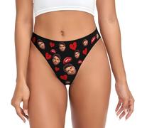 Custom Thong with Face Photo - Personalised underwear with Name Text, Sexy Lingerie - Funny Gift for women Valentine’s Day, Birthday, Anniversary