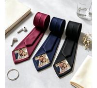 Custom Tie,Personalized Photo Tie Patch,Custom Photo Necktie for Men,Gift for Grampa,Dad,Wedding,Father of The Bride,Fathers Day,Anniversary,Christmas,Birthday Gift (Dark Blue)