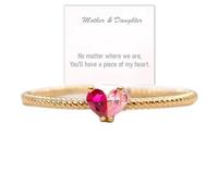 Custom Tiny Heart Birthstone Adjustable Ring-Christmas Gifts, 925 Sterling Silver 18k Gold 2 Birthstones Heart Rings, Dainty Stacking Mother Rings Daughter Ring, for Mom Wife Grandma (Gold)