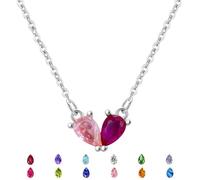 Custom Tiny Heart Birthstone Necklace for Mom and Daughter, Split Heart Love Pendant Chain, Personalized Family Jewelry Gift for Mother's Day Grandma