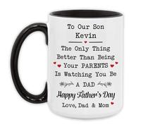 Custom to My Son The Only Thing Better Than Being Your Parent is Watching You Be A Dad Cup Father's Day Mugs Gift for Son from Mommy and Daddy Accent Mug Black 11 Oz Christmas Birthday Coffee Mug
