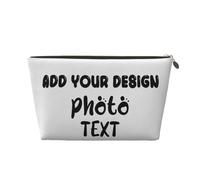 Custom Toiletry Bag with Your Own Photo Text Logo Double Sided Design Personalised Makeup Bag with Zip for Travelling Pouch Customized Leather Cosmetic Bag for Women Men Wash Bag Birthday Gifts