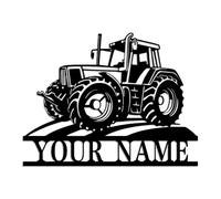 Custom tractor Driver Metal Wall Art, Personalized Farm tractor Name Sign, Home Decor Farm Truck Decoration Birthday Gift for Farmer, Black Metal Wall Art Decor, Custom Your Name Signs