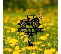 Custom Tractor Memorial Grave Marker Farmer Outdoor Sympathy Plaque Tractor Remembrance Stake Farmer Loss Keepsake Garden Sign Bereavement Gifts Memorial Gifts Garden Decor