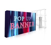 Custom Trade Show Backdrop Stand 7.5x9.7FT Personalised Pop up Backdrop Display Stand Portable Aluminum Display Backdrop with Collapsible Frame and Banner for Trade Show Exhibition Booth Business