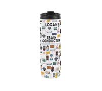 Custom Train Conductor Travel Mug - Personalised Railway Workers Gift - Reusable Stainless Steel Vacuum-Sealed Double-Walled Travel Flask 500ml (16 fl oz)