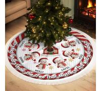 Custom Tree Skirt, Personalized Christmas Tree Skirt with Family Name, It's Not What's Under The Trees That Matters Its Whos Around, Gifts For Mom, Dad, Brother, Sister, Kids (White)