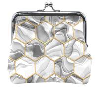 Custom Trendy Hexagon Gray Marble Women's Coin Purses & Pouches Buckle Kiss Lock Money Change Pouch, Trendy Hexagon Gray Marble, Classic
