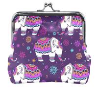 Custom Trendy Indian Elephant Purple Leather Coin Purses & Pouches Cute Pink Kiss Lock Small Change Purse, Trendy Indian Elephant Purple, Classic