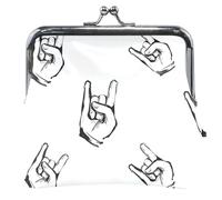 Custom Trendy Rock Hand White Women's Coin Purses & Pouches Buckle Kiss Lock Change Purse for Coins, Trendy Rock Hand White, OneSize