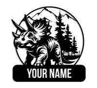 Custom Triceratops Dinosaur Metal Wall Art,Custom Dinosaur Name Sign,Personalized Jurassic Cretaceous Dino Name Sign Home Decor Kid Nursery Decoration,Gift for Kids (Style-4)