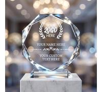 Custom Trophy Award, Crystal Plaque Personalized Engraved with Logo & Text