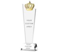 Custom Trophy Crystal Glass Awards with Engraving - Personalized Glass Crystal Awards with Personalized Logo for Employee Appreciation, Company Anniversary, and Retirement Gifts (crown)