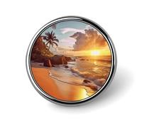 Custom Tropical Beach at Sunset Lapel Pin Aluminum Alloy Button Badge Personalized Exquisite Brooch Classic Mini Pin 1 Inch for Backpacks Hat Suit Jacket Clothing Decoration