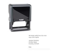 Custom True Copy Stamp | 75 x 38 mm | Personalised Legal Office Stamp | Climate Compensated | Trodat Printy 4926 Self-Inking Stamper